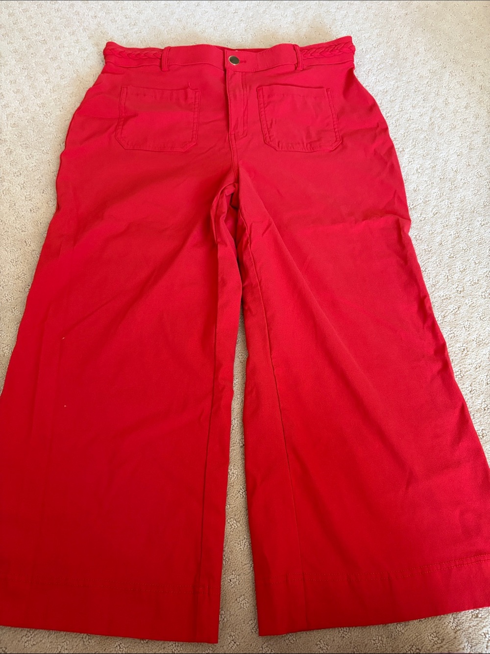 Jules & Leopold Red Wide-Leg Cropped Pants
